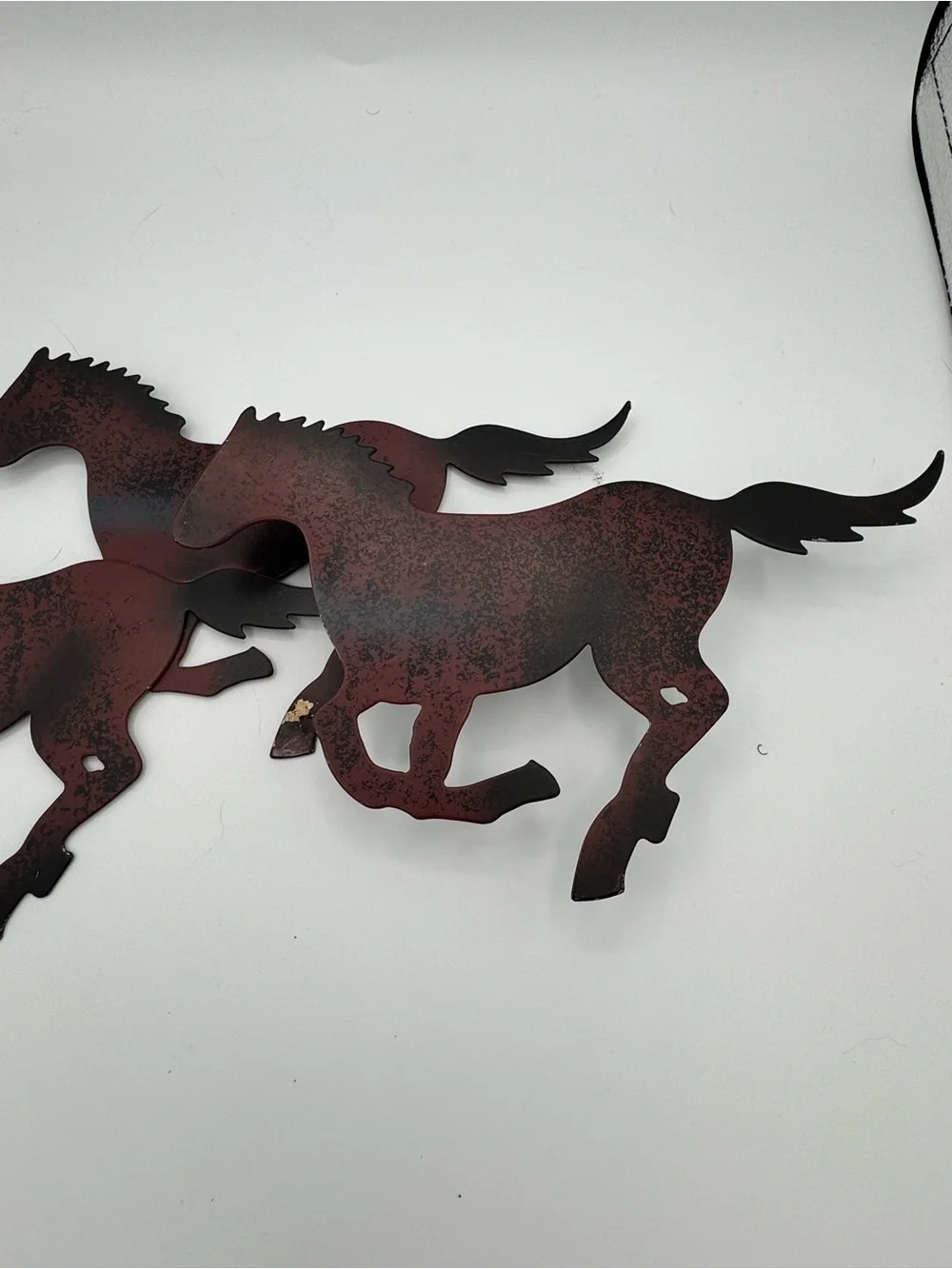 Rust Brown Metal Horse Trio Wall Decor